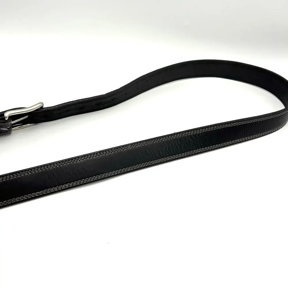 Duluth Trading Co Black Leather Work Belt 48 Gets Better With Age Heavy Duty USA